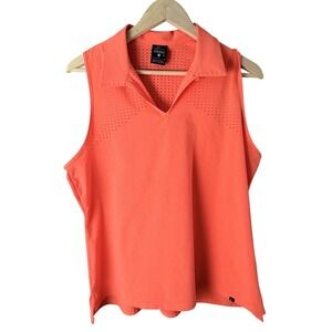 Nike Dri Fit Womens Tank Top Large Neon Coral Sleeveless Athletic Golf